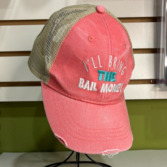 Piper Lou Accessories - Piper Lou I’ll Bring the Bail Money Distressed Trucker Hat